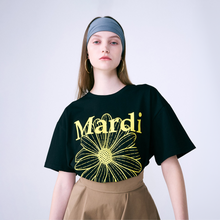 Load image into Gallery viewer, MARDI MERCREDI Tshirt Flowermardi Black Yellow