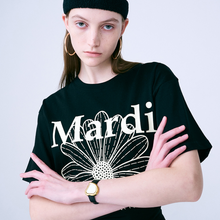 Load image into Gallery viewer, MARDI MERCREDI Tshirt Flowermardi Black Cream