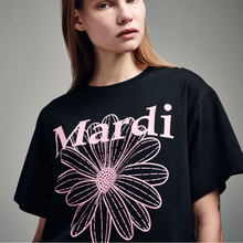 Load image into Gallery viewer, MARDI MERCREDI Tshirt Flowermardi Black Pink