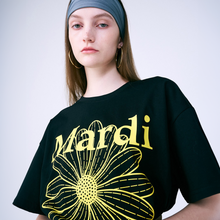 Load image into Gallery viewer, MARDI MERCREDI Tshirt Flowermardi Black Yellow