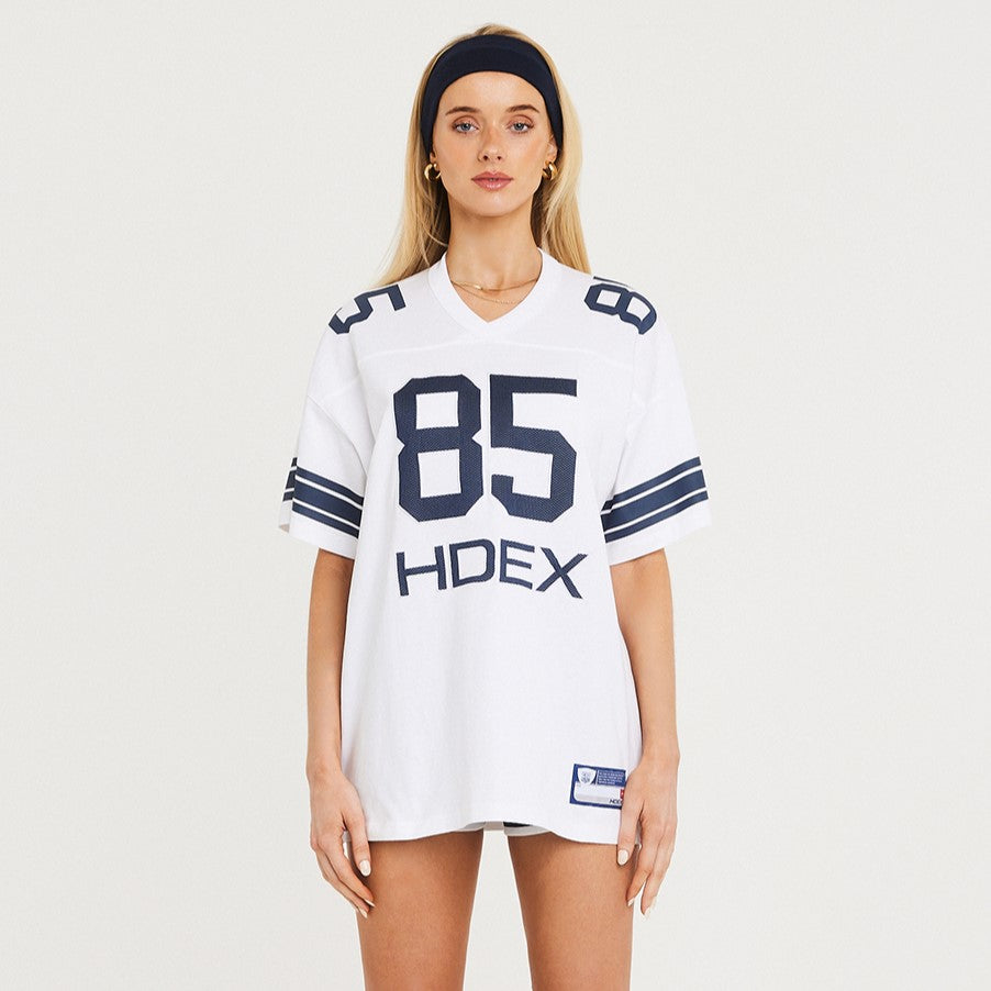 HDEX Womens Over Size Football Short Sleeve White