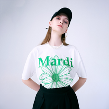 Load image into Gallery viewer, MARDI MERCREDI Tshirt Flowermardi White Green
