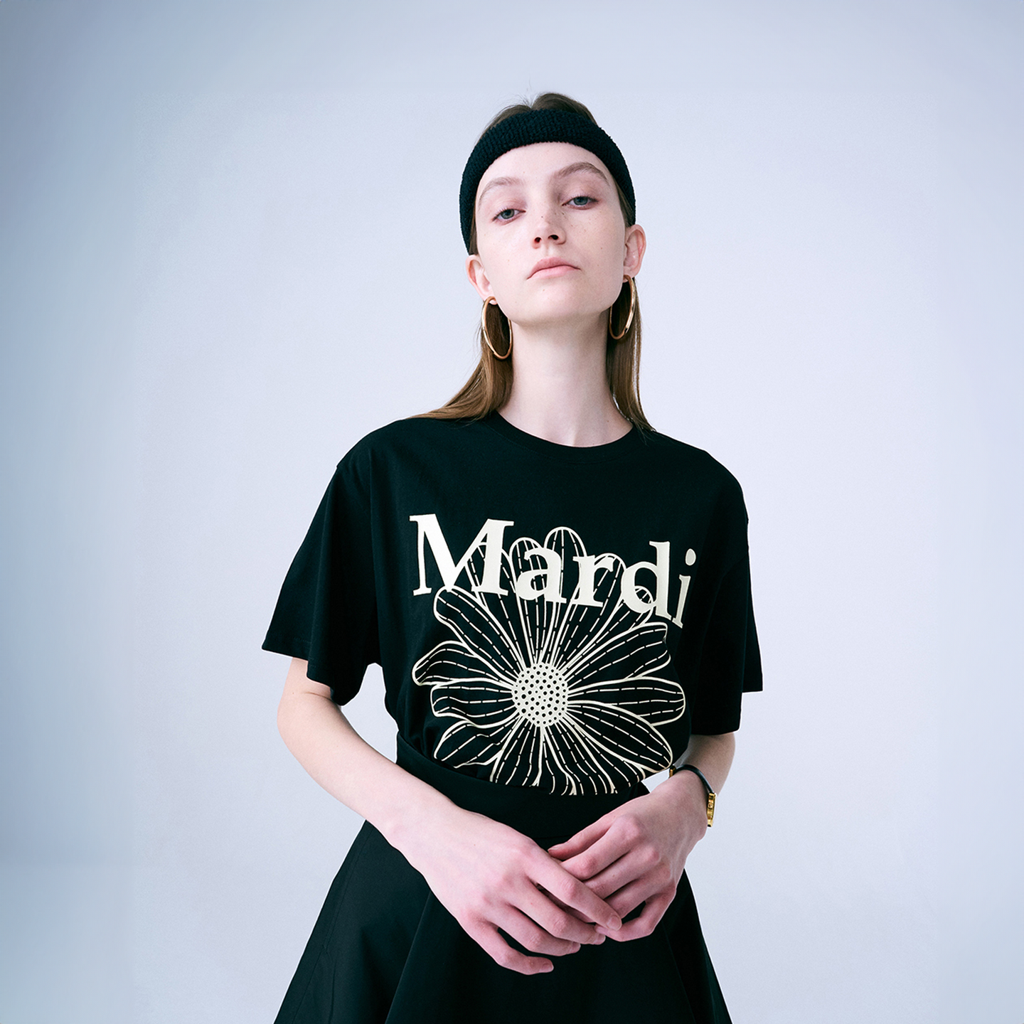 MARDI MERCREDI Tshirt Flowermardi Black Cream