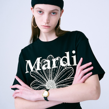 Load image into Gallery viewer, MARDI MERCREDI Tshirt Flowermardi Black Cream
