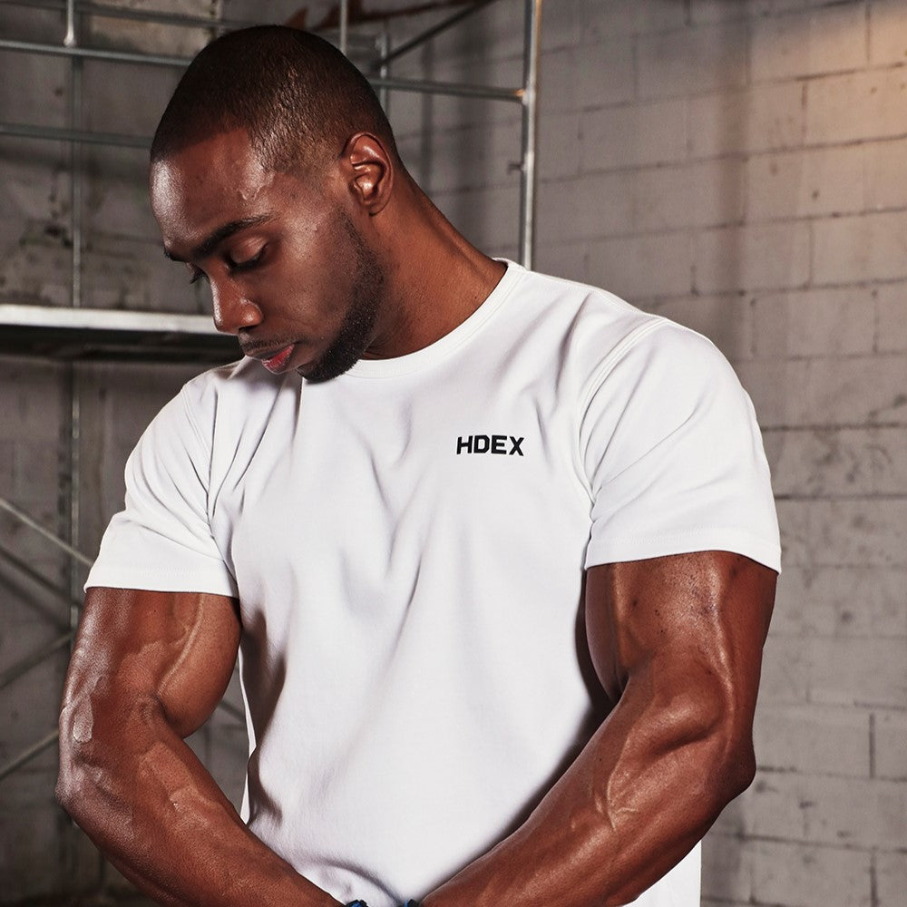 HDEX Main Back Logo Muscle Fit Sleeve T-Shirt White